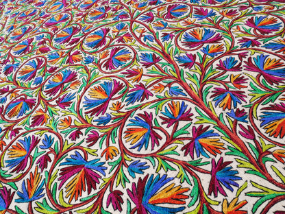 Large wool rug "Tree of life" | boho area rug - Indian floor rug | traditional Namda from Kashmir | felted wool rug 6x10 handmade embroidery