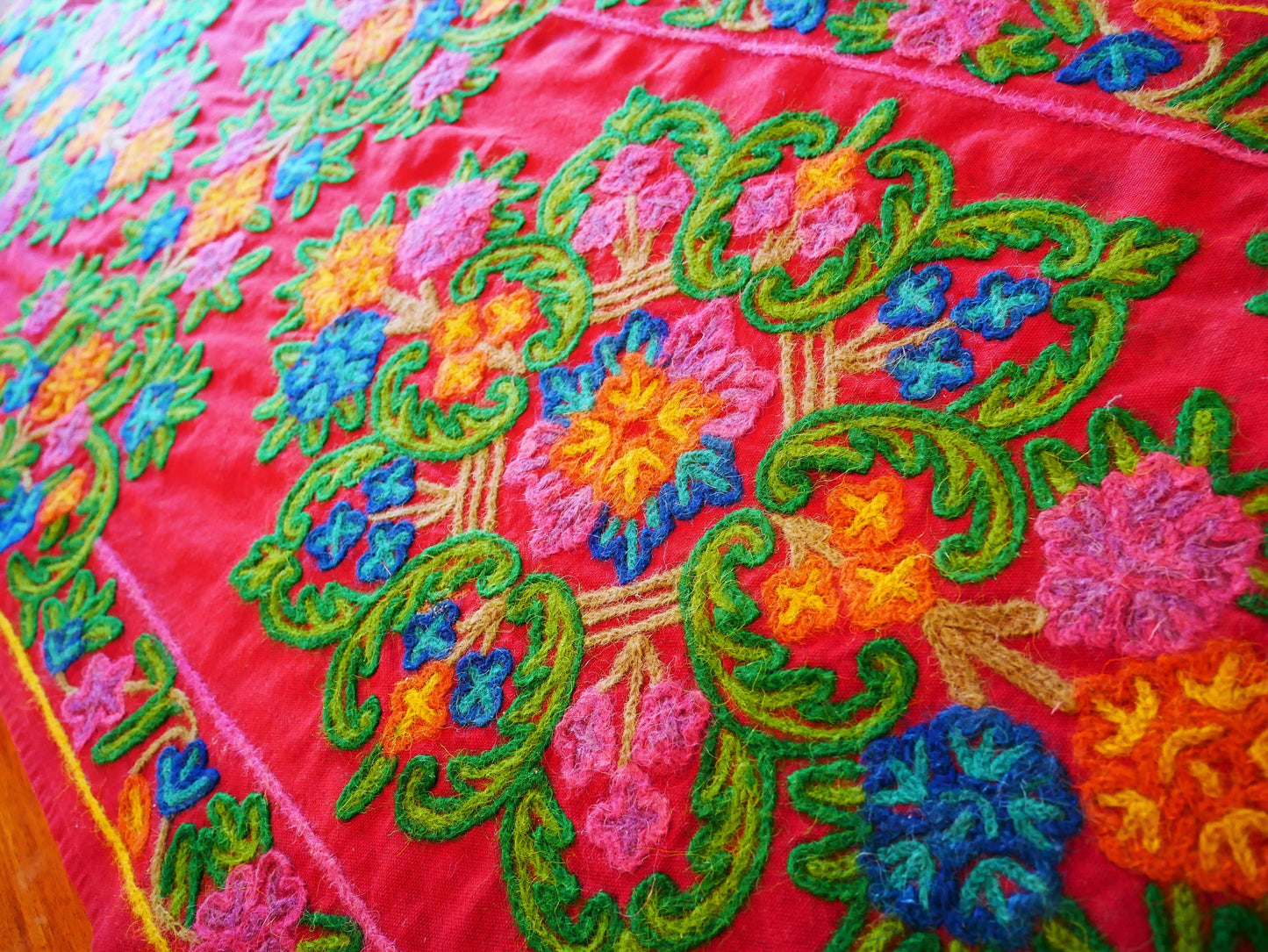 Boho table runner - Kashmiri Crewel embroidery - hand embroidered table decor