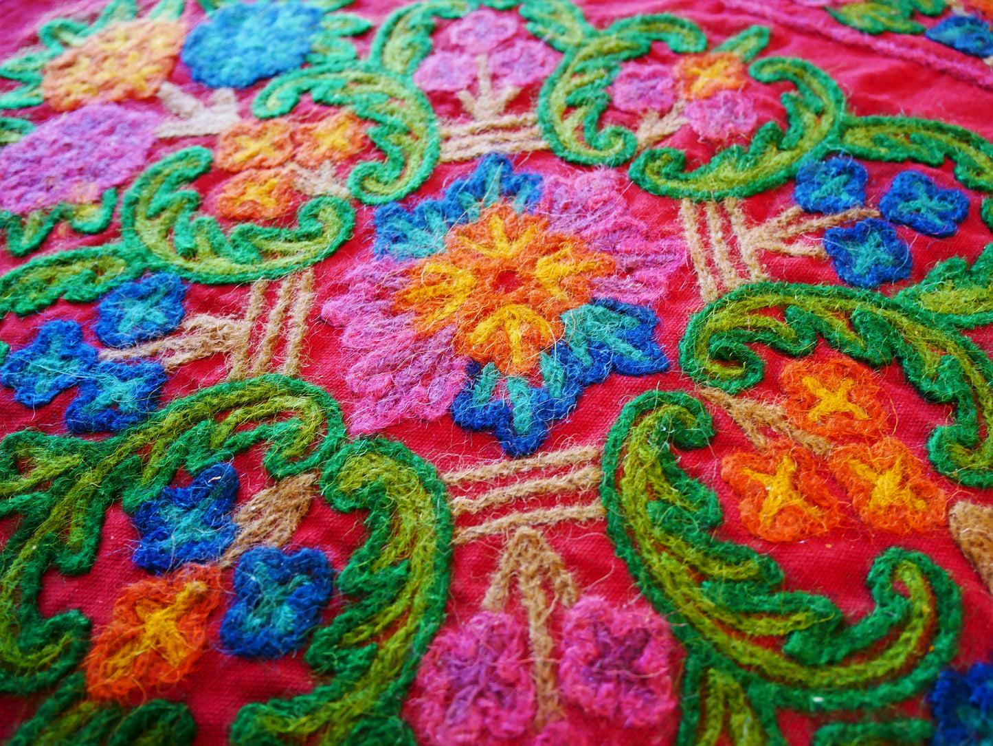 Boho table runner - Kashmiri Crewel embroidery - hand embroidered table decor