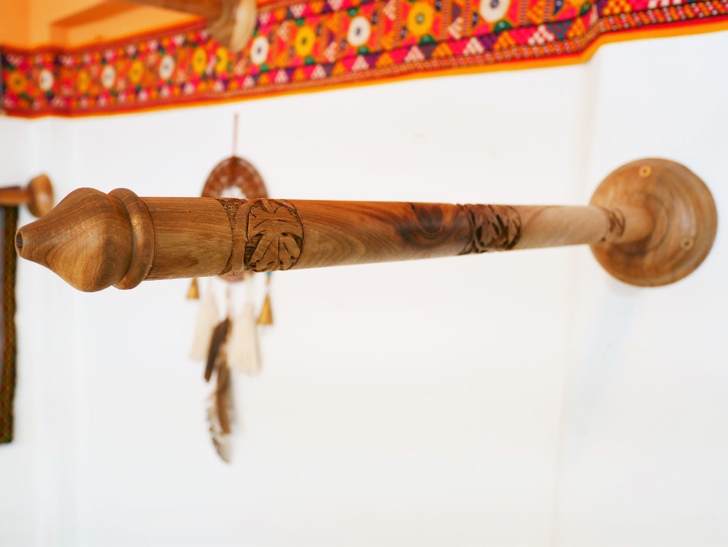 Princess bed canopy - custom made saree canopy frame with handcrafted walnut wood rods | bed curtains - meditation space - The Shanti Home