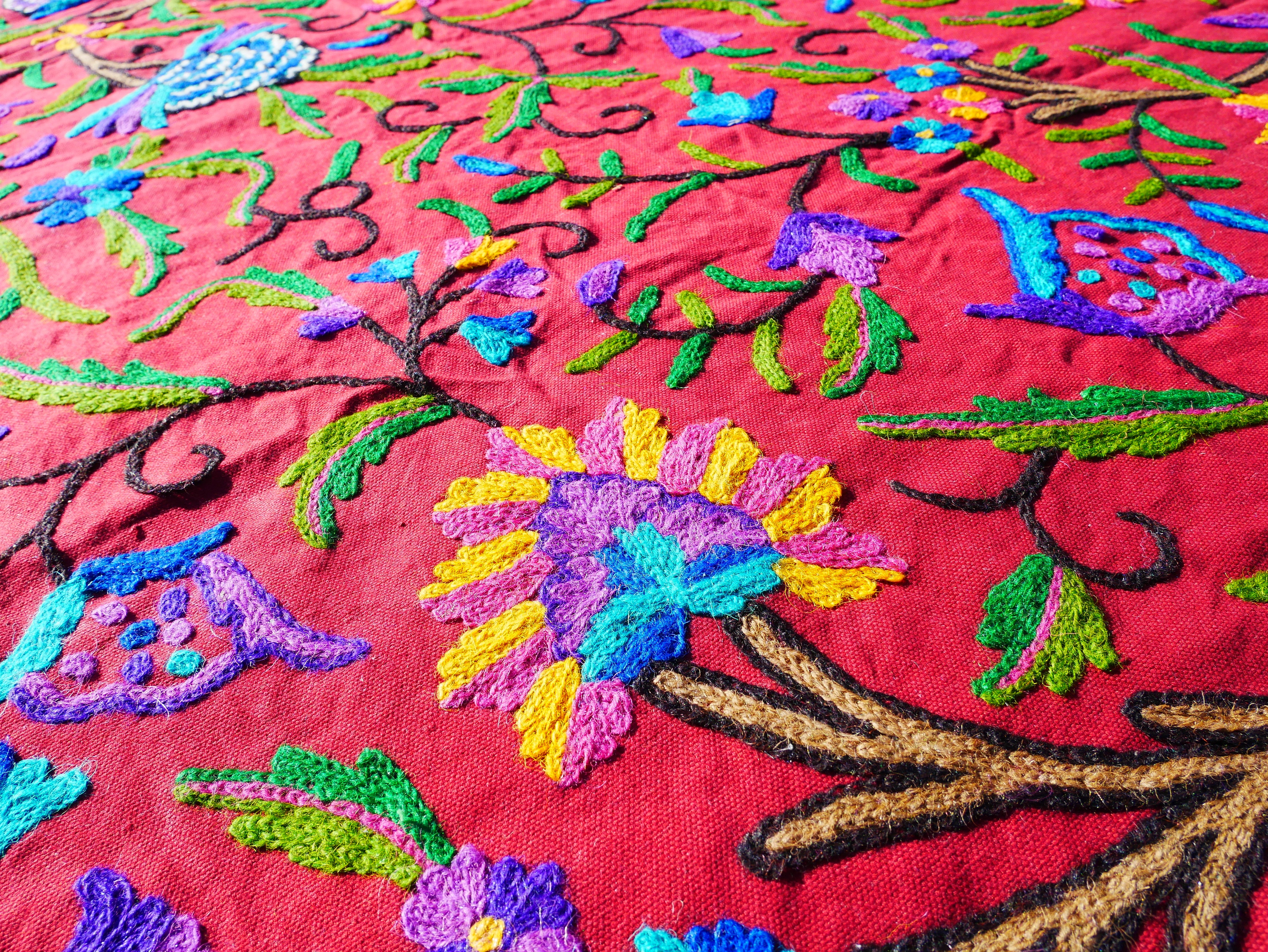 Bohemian bedding - luxury bed throw "Dream of Kashmir" hand embroidered bed spread - The Shanti Home