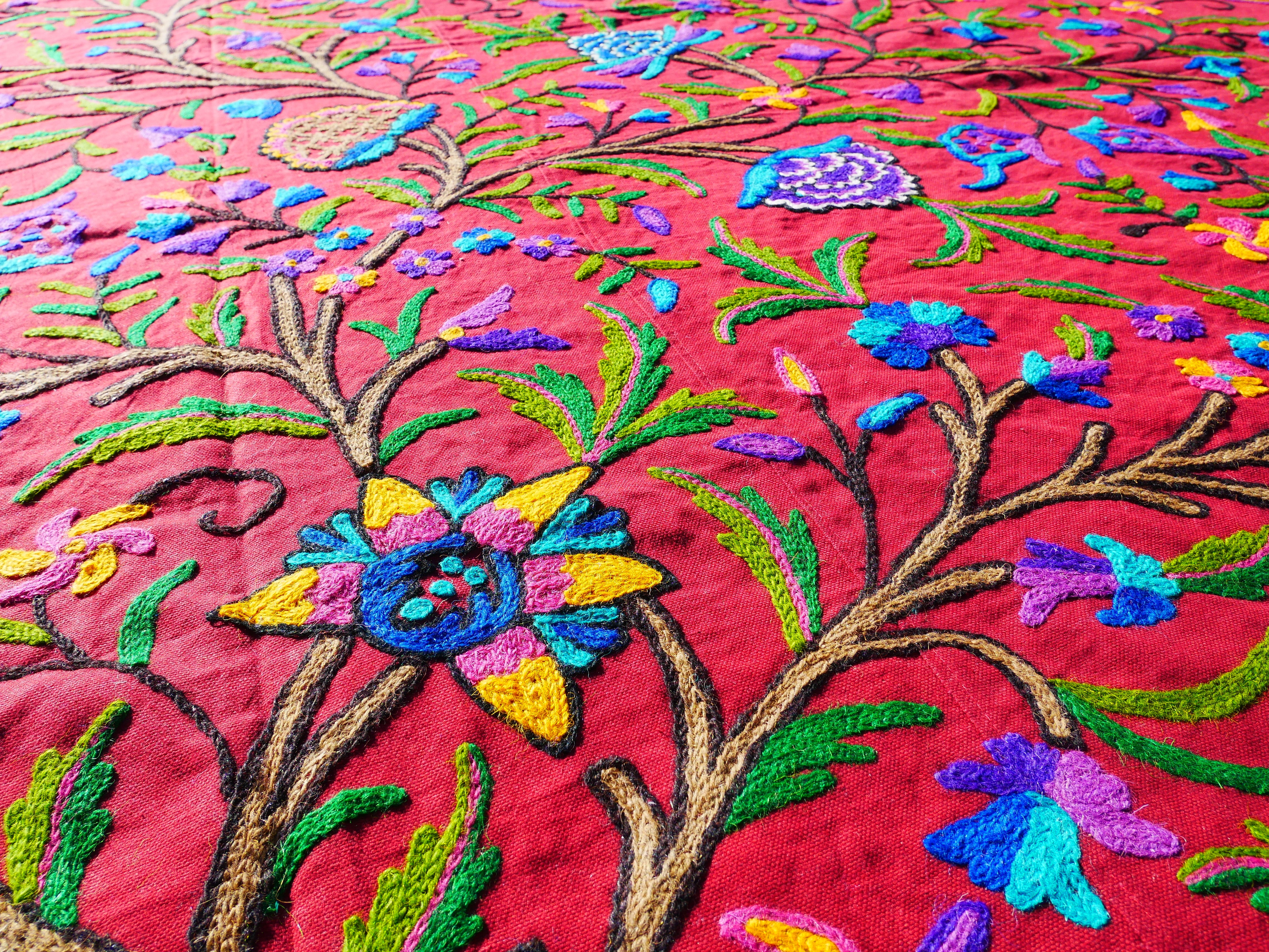 Bohemian bedding - luxury bed throw "Dream of Kashmir" hand embroidered bed spread - The Shanti Home