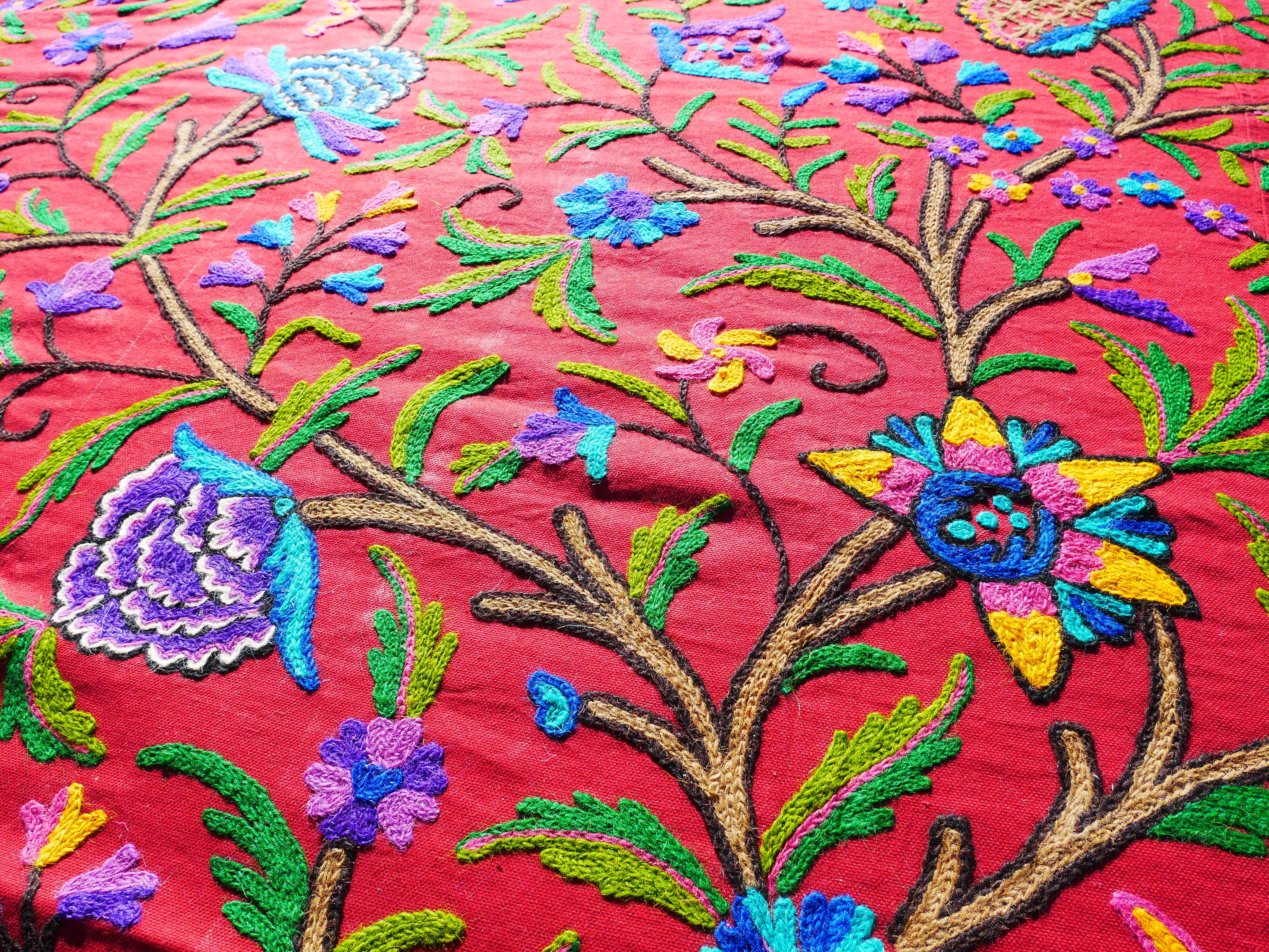 Bohemian bedding - luxury bed throw "Dream of Kashmir" hand embroidered bed spread - The Shanti Home