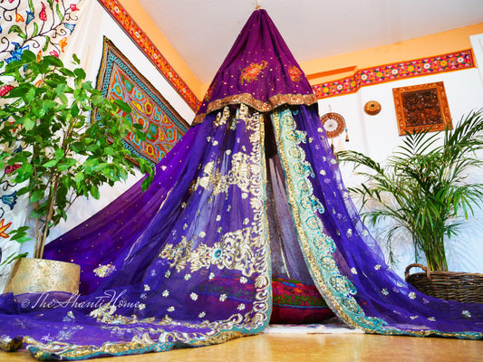 Boho canopy - Saree tent - bed canopy  | hippie decor - Shanti baldachin for Meditation SPaces or Reading nooks