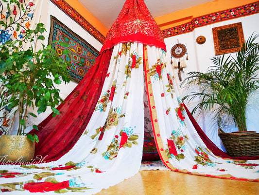 Boho canopy - Saree tent - bed canopy  | hippie decor - Shanti baldachin