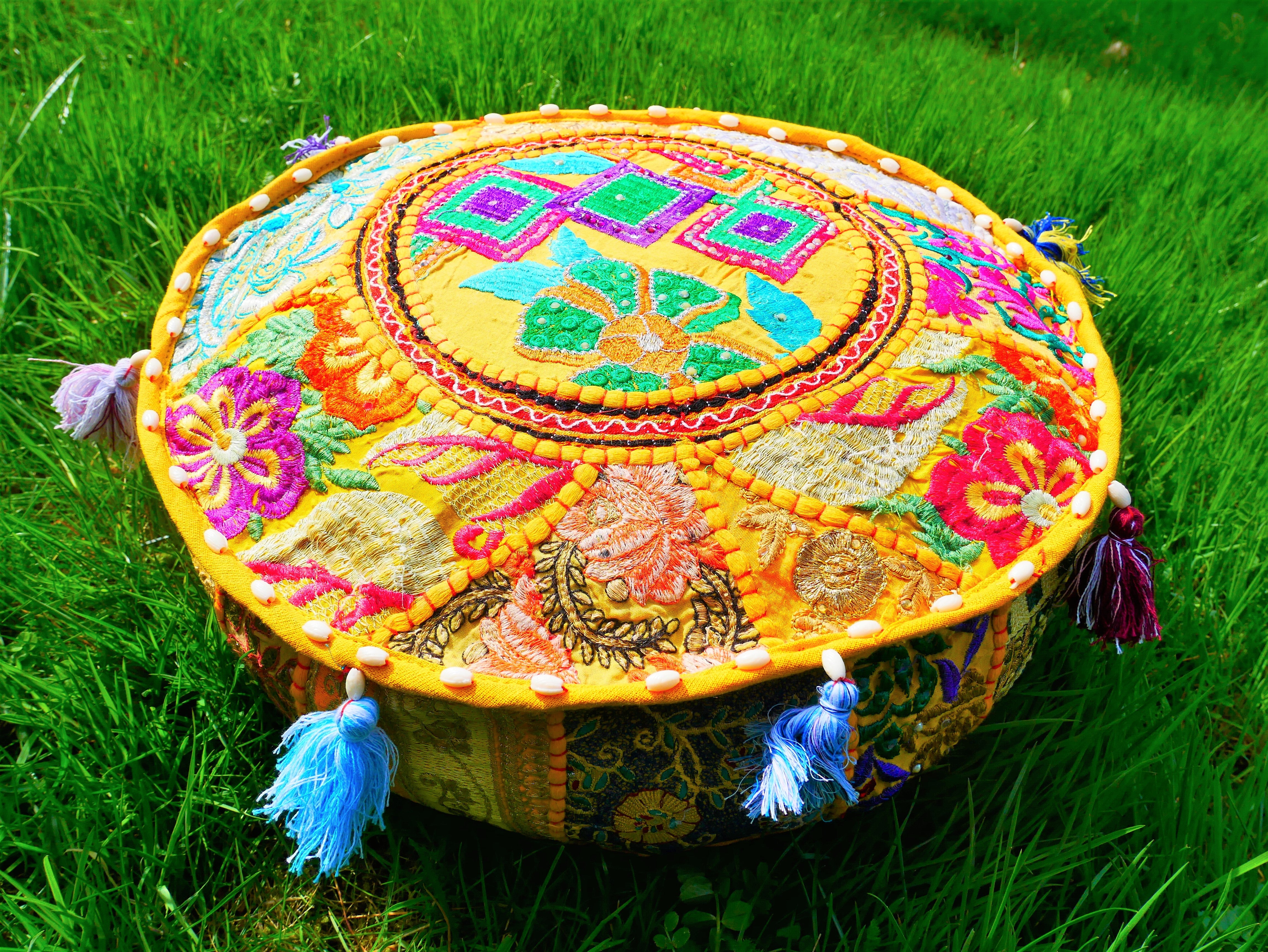 "Masala" Meditation cushion 16" floor pillow - decor throw pillow for Indian bohemian floor seating - The Shanti Home