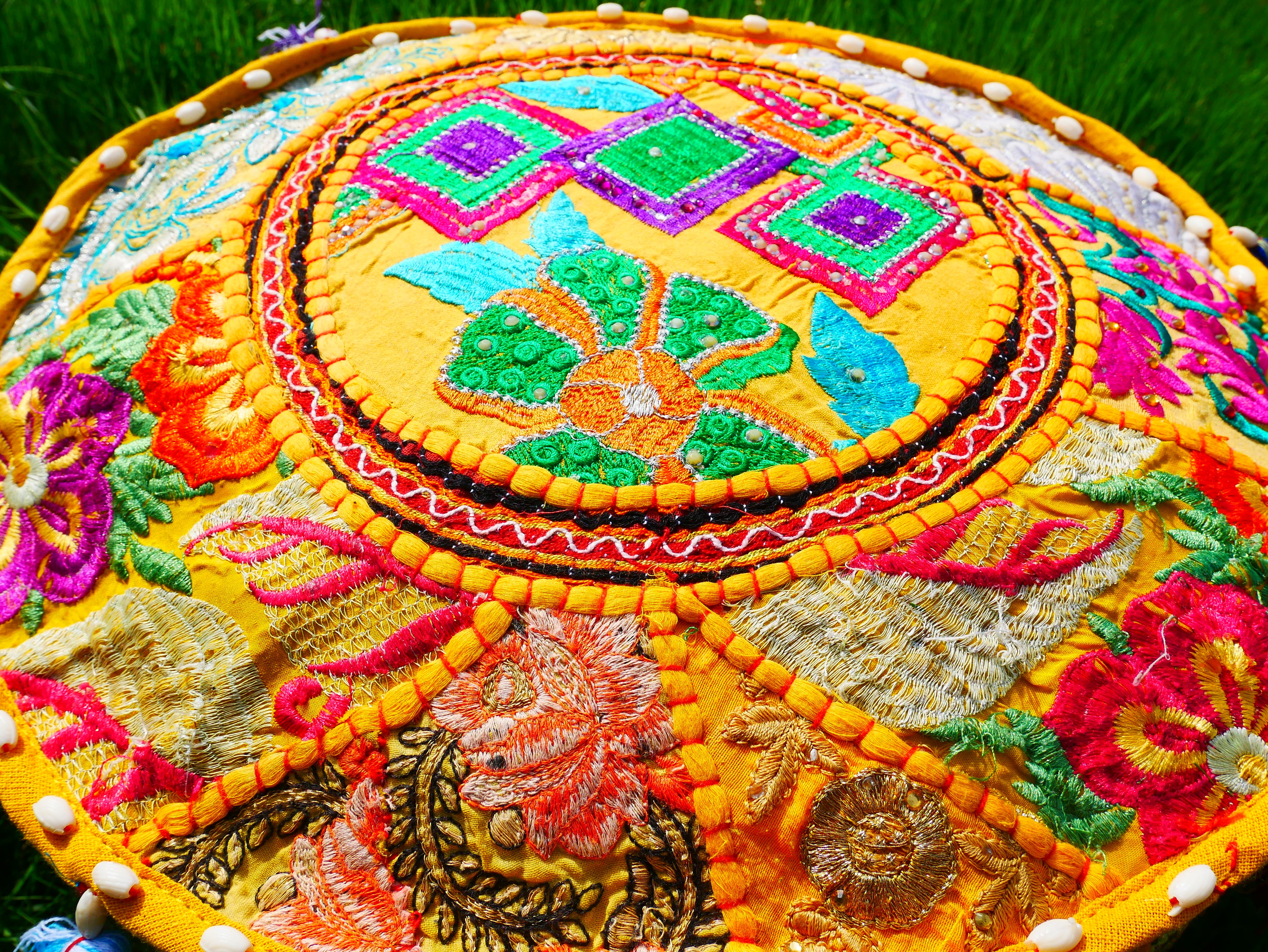 Almohada de suelo boho - Funda de cojín de meditación - Cojín de retales indio para sentarse en el suelo