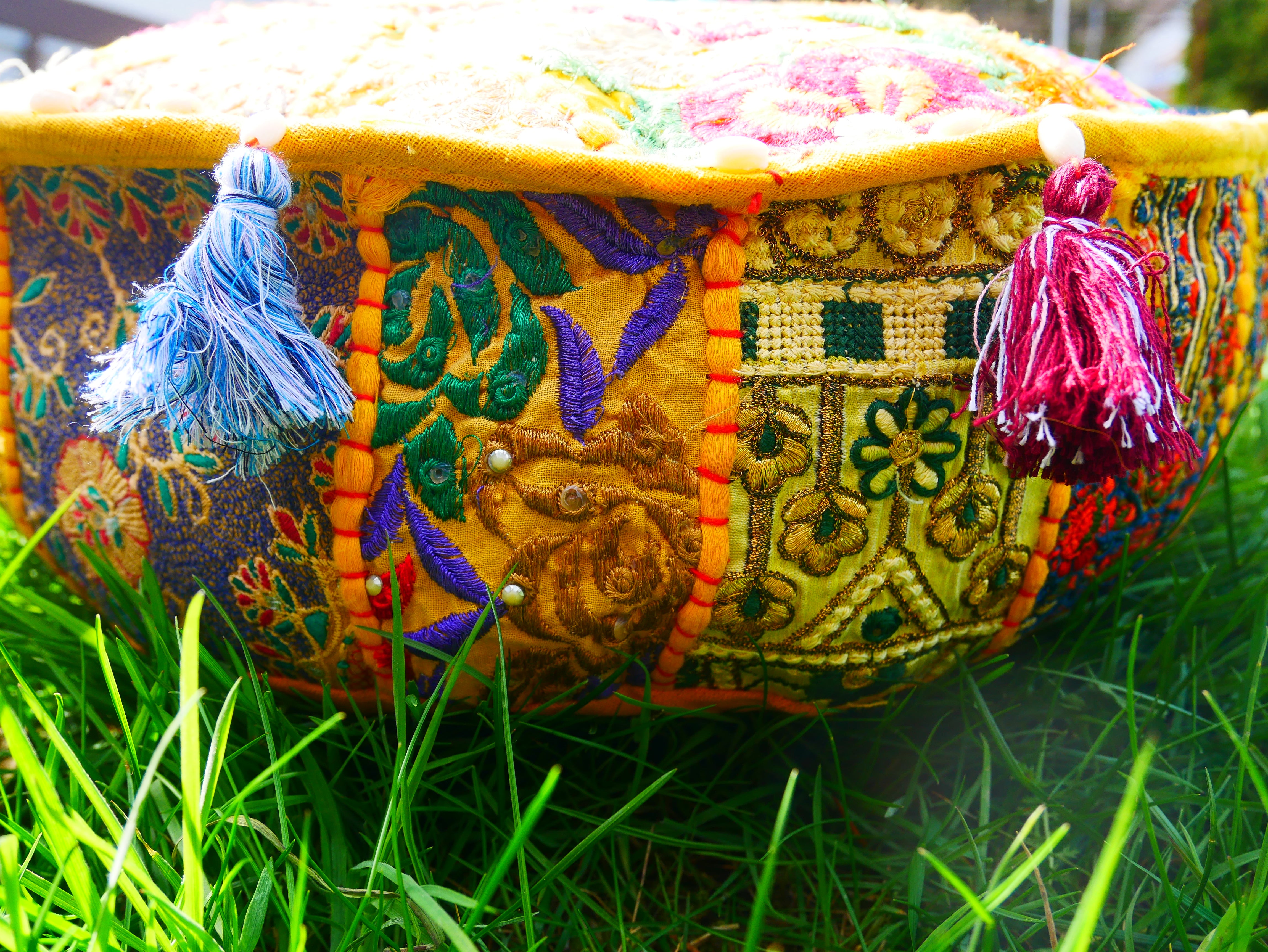 Boho floor pillow - Meditation cushion cover - Indian floor seating patchwork pillow