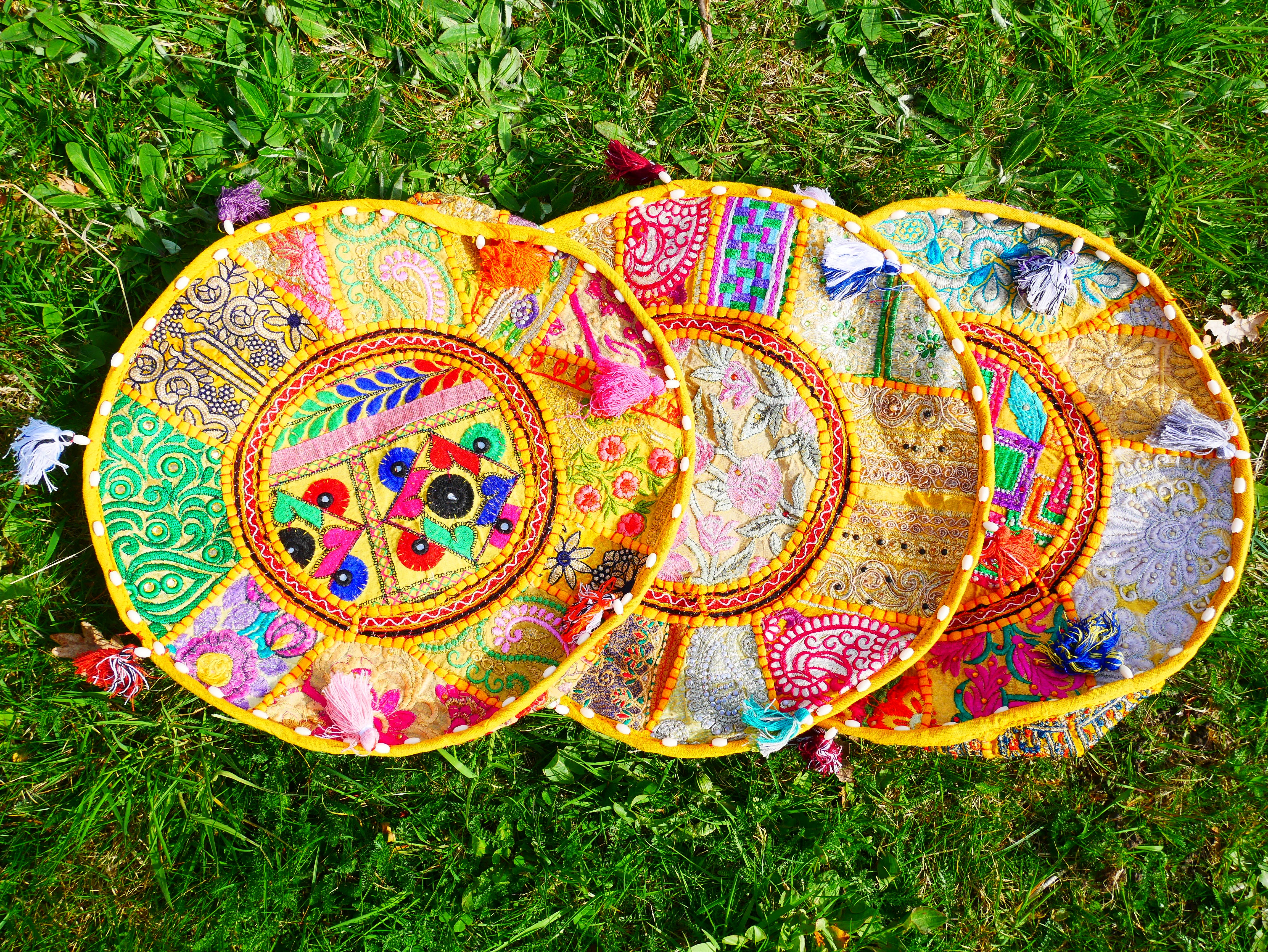 Boho floor pillow - Meditation cushion cover - Indian floor seating patchwork pillow