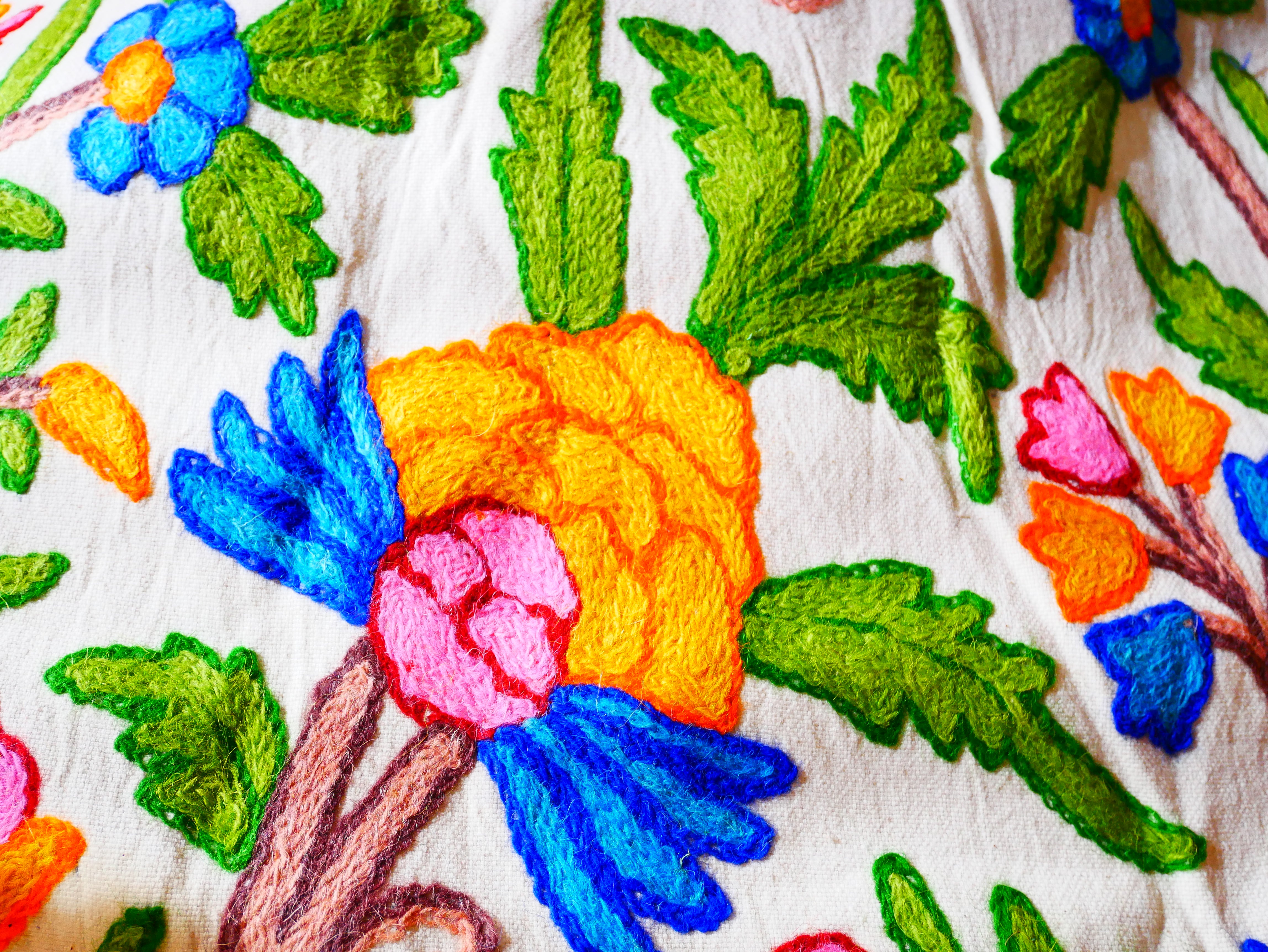 Amazing Embroidery curtain - Hand embroidered Flower curtains - Kashmiri cotton and wool bedroom curtain- Boho Blackout curtain - The Shanti Home