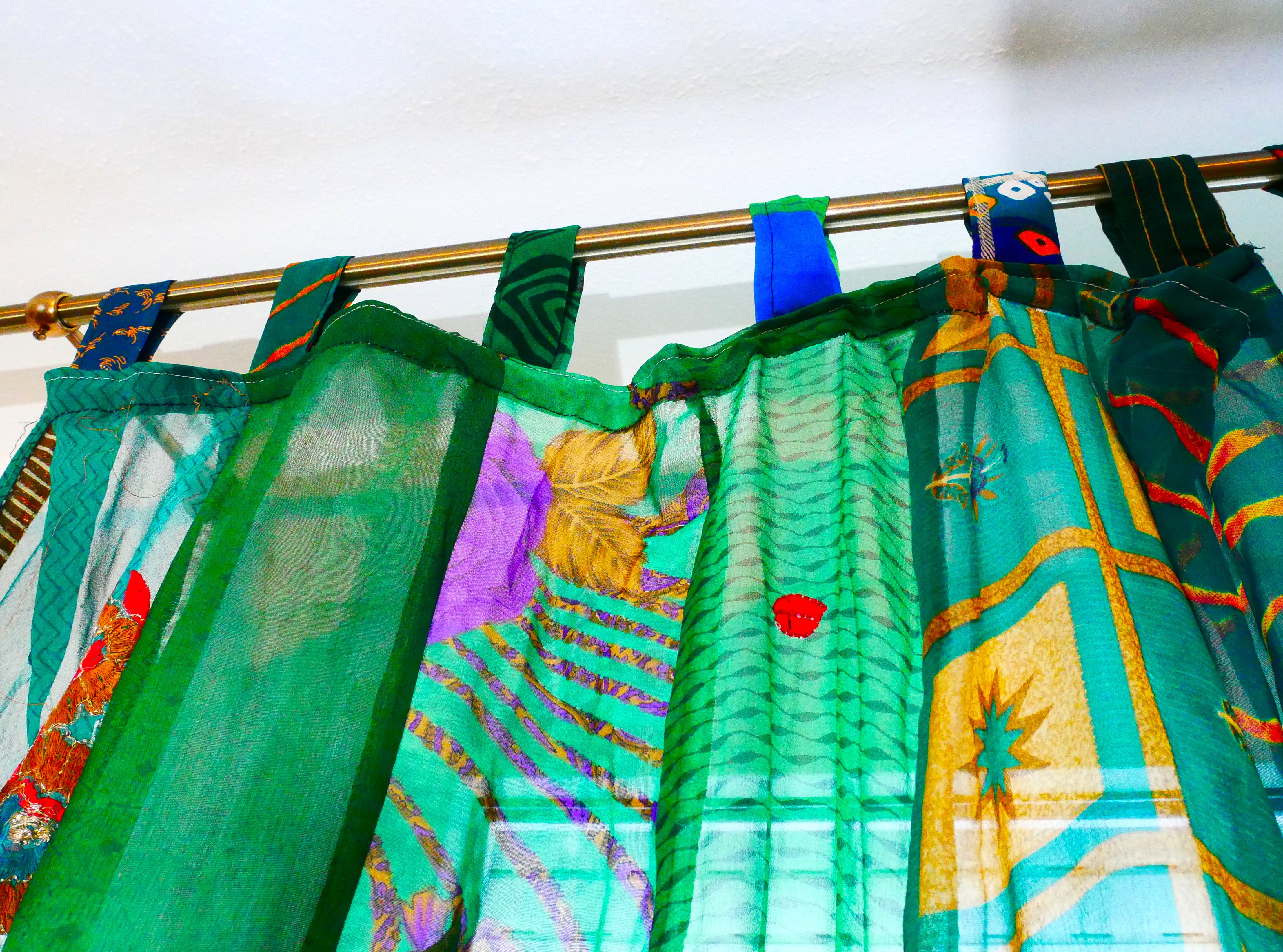 Boho curtains Indian saree curtain | handmade patchwork curtains for bohemian window decor - The Shanti Home