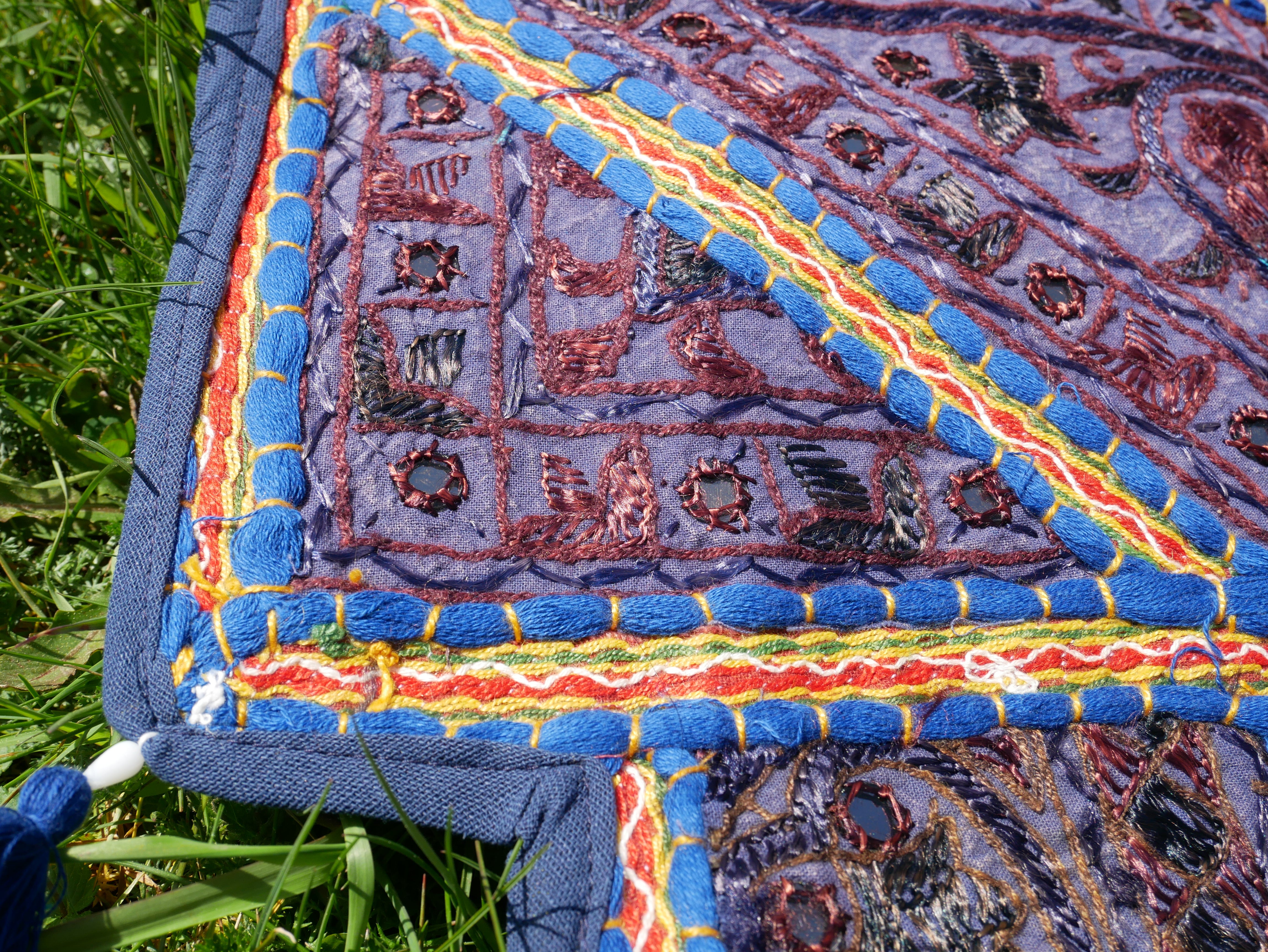 Toran bordado - Colgante de puerta indio - Cenefa de ventana estilo bohemio Masala - Índigo o verde bosque