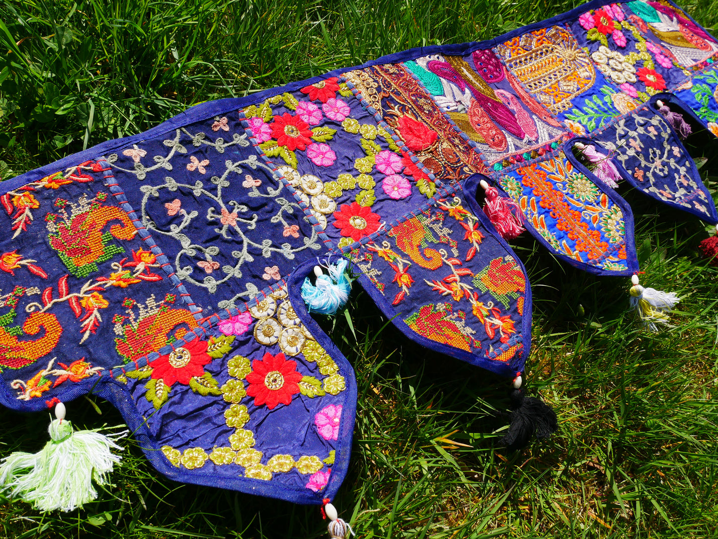 Indian Patchwork Toran – handmade door valance | Boho hippie curtain, window décor & wall tapestry