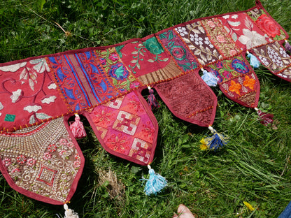 Indian Patchwork Toran – handmade door valance | Boho hippie curtain, window décor & wall tapestry
