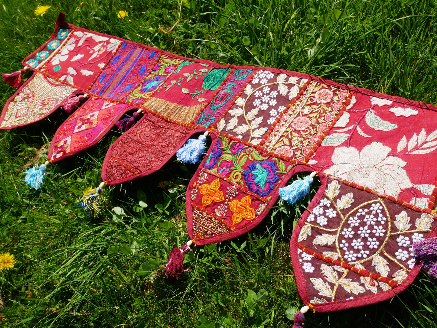 Indian Patchwork Toran – handmade door valance | Boho hippie curtain, window décor & wall tapestry