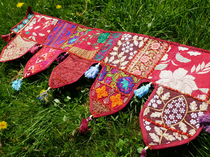 Indian Patchwork Toran – handmade door valance | Boho hippie curtain, window décor & wall tapestry