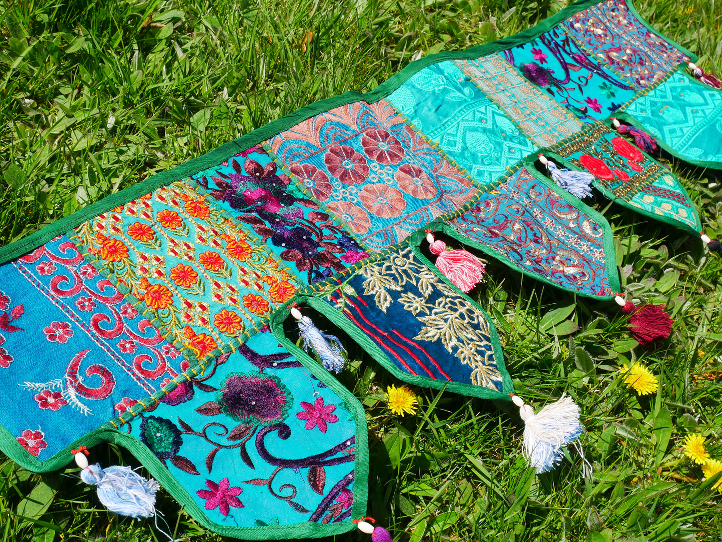 Handmade Indian Toran – colorful patchwork door hanging | Boho valance, hippie curtain & vibrant wall décor