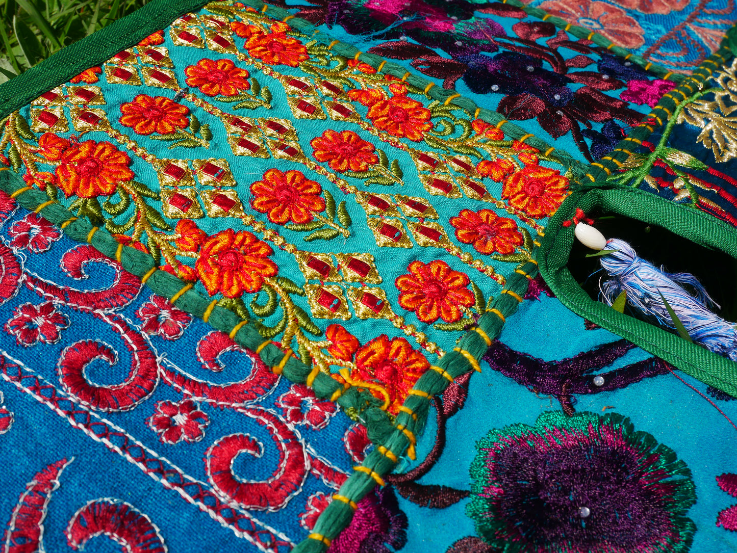 Handmade Indian Toran – colorful patchwork door hanging | Boho valance, hippie curtain & vibrant wall décor