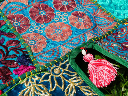 Handmade Indian Toran – colorful patchwork door hanging | Boho valance, hippie curtain & vibrant wall décor