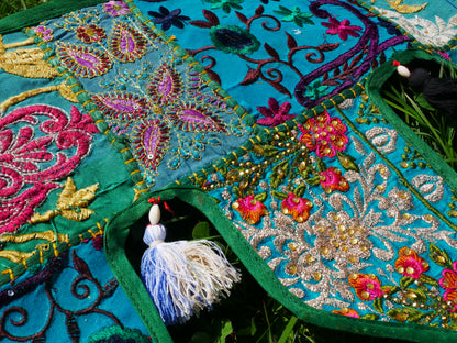 Handmade Indian Toran – colorful patchwork door hanging | Boho valance, hippie curtain & vibrant wall décor