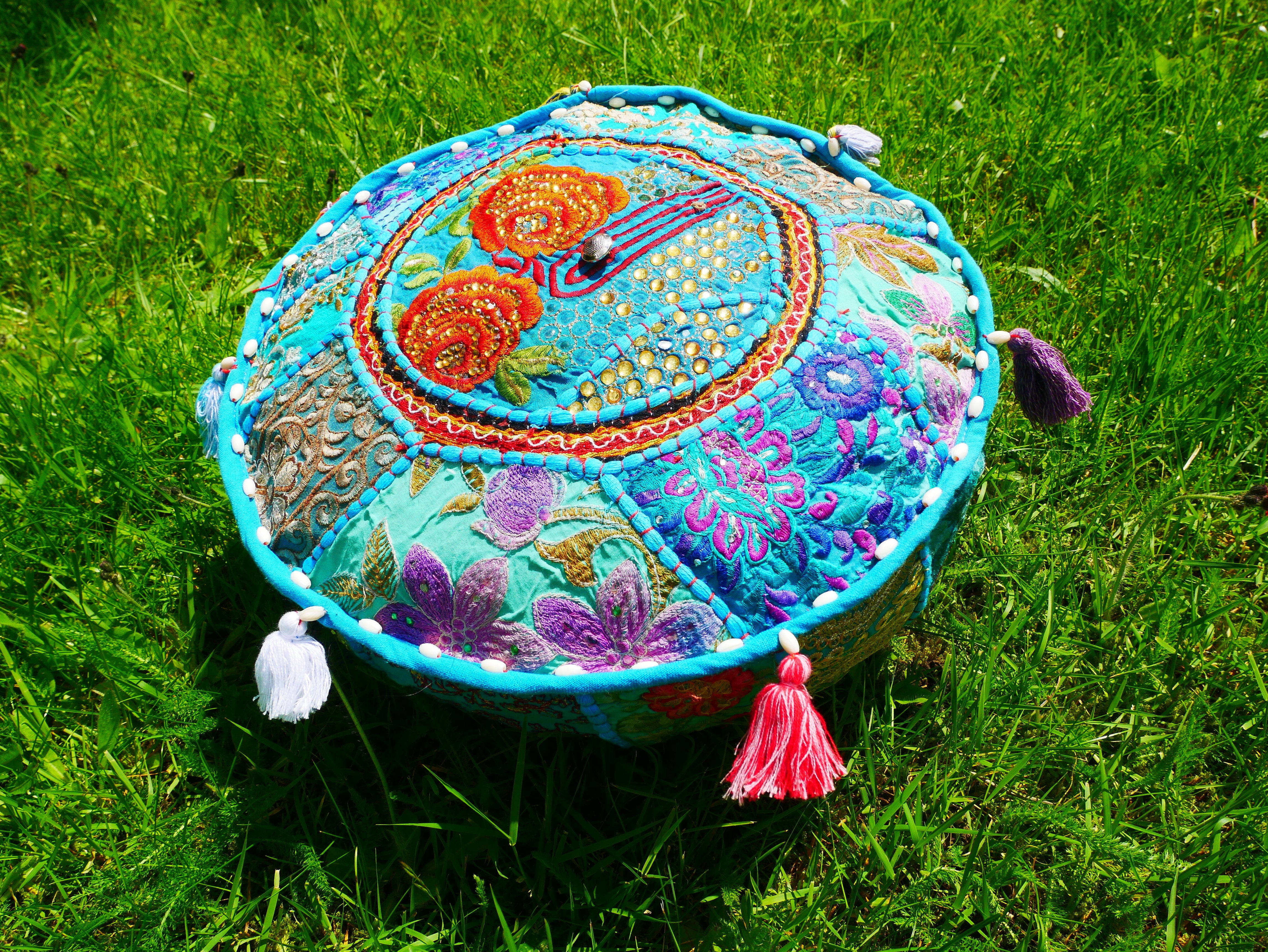 Meditation cushion 16" floor pillow - decor throw pillow for Indian bohemian floor seating - The Shanti Home