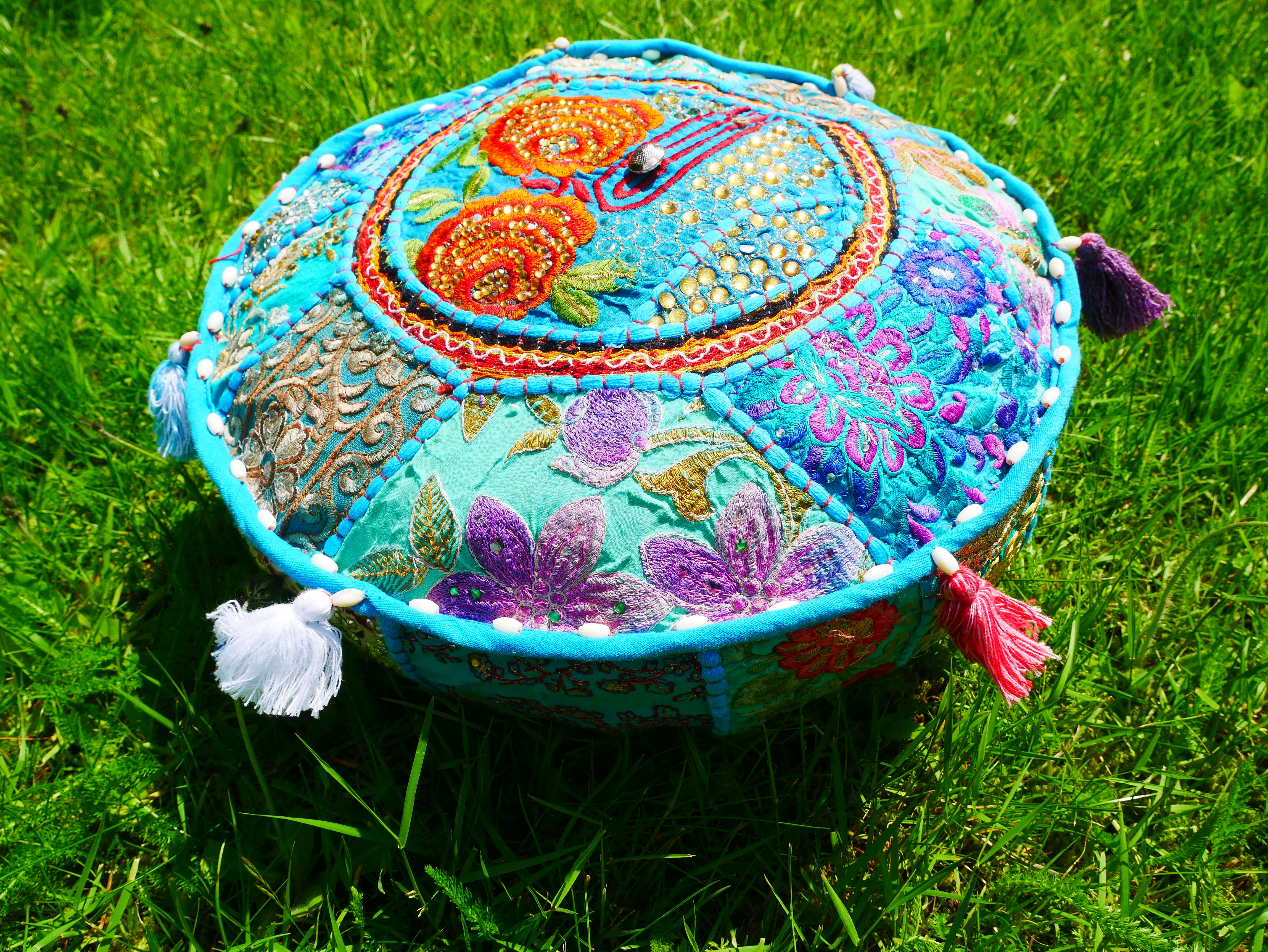 Meditation cushion 16" floor pillow - decor throw pillow for Indian bohemian floor seating - The Shanti Home