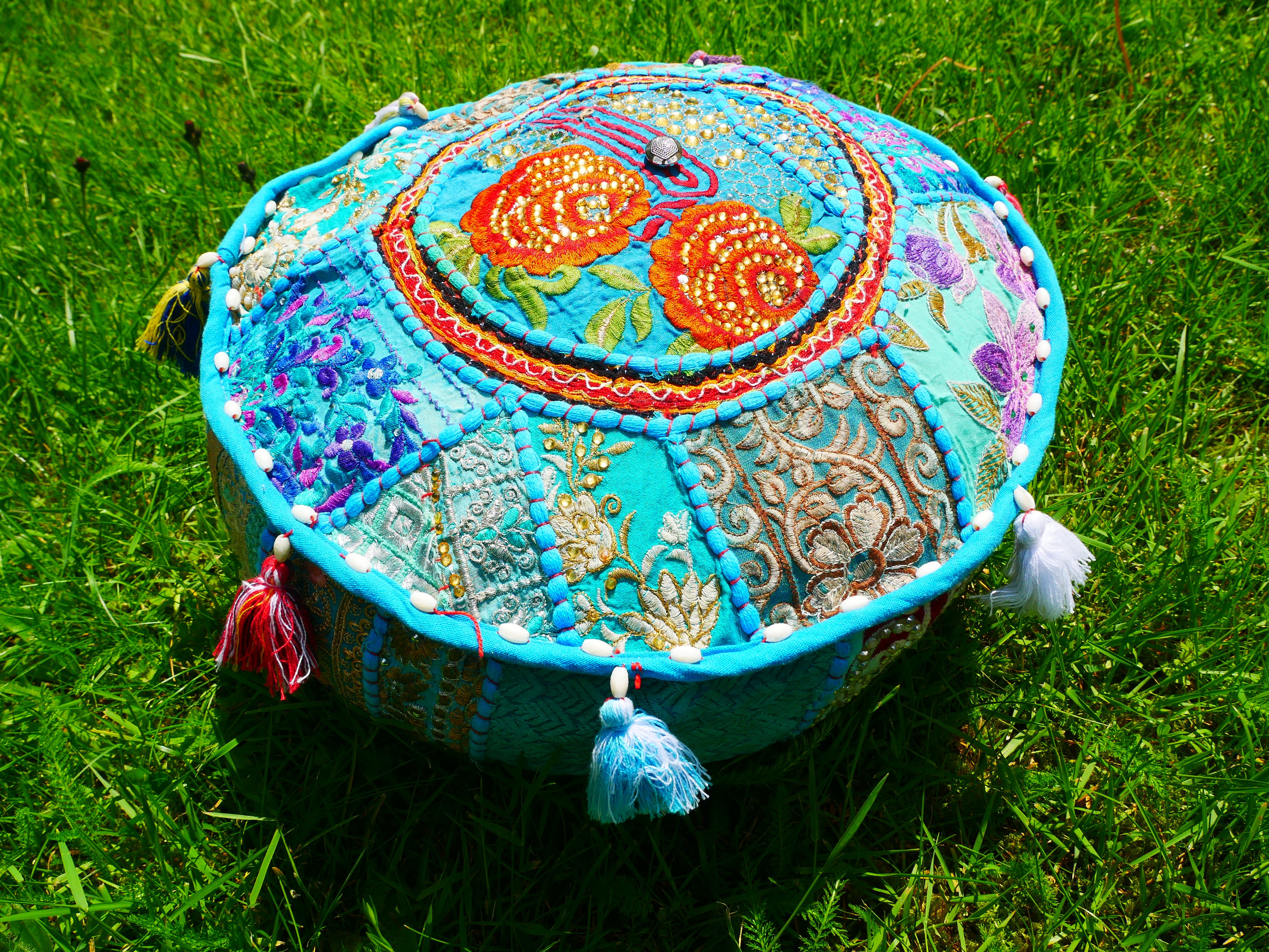 Boho floor pillow - Meditation cushion cover - Indian floor seating patchwork pillow