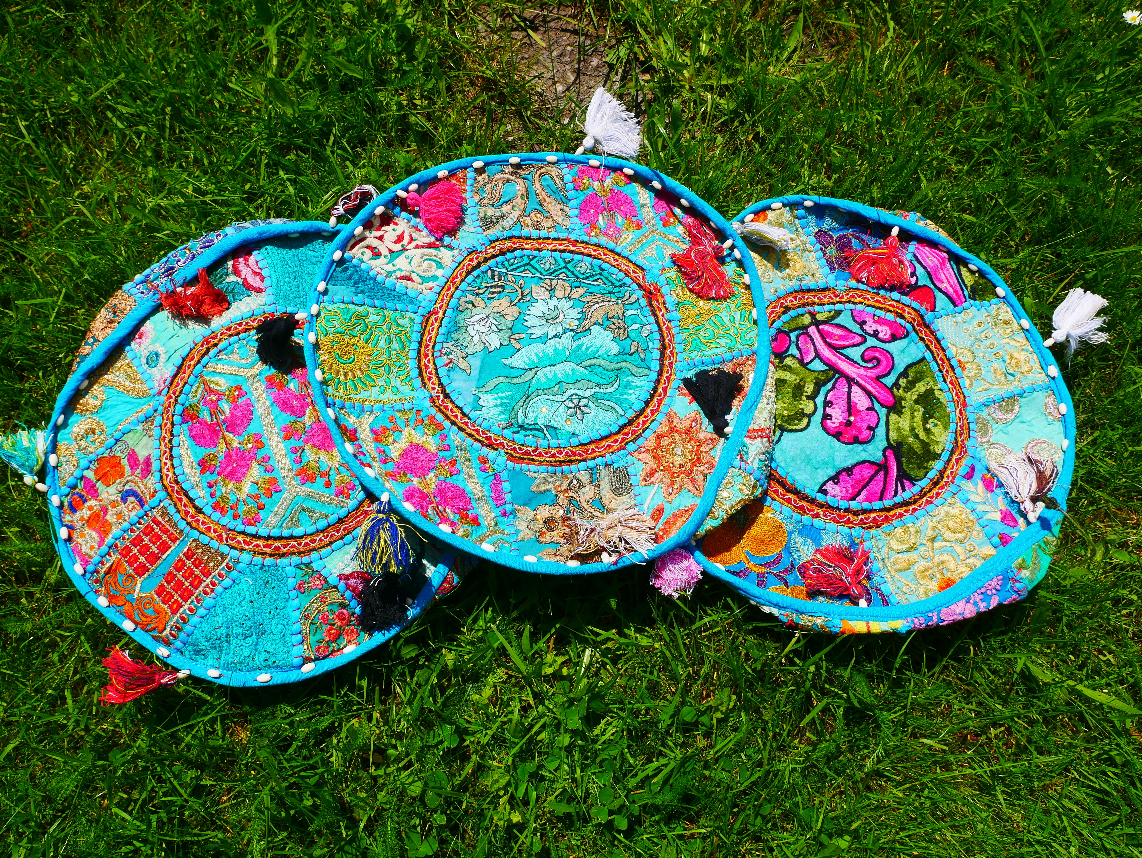 Boho floor pillow - Meditation cushion cover - Indian floor seating patchwork pillow