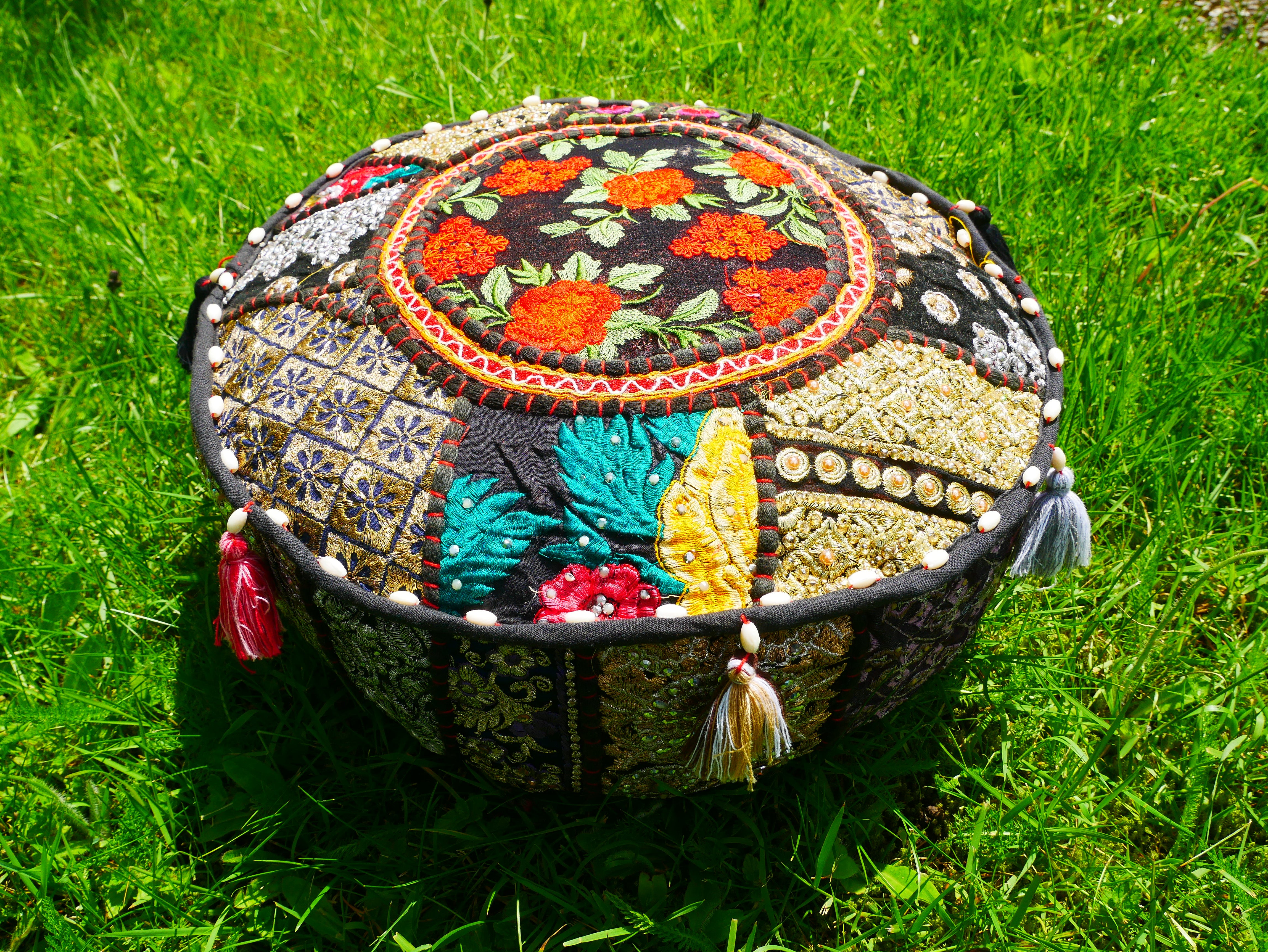 Boho floor pillow - Meditation cushion cover - Indian floor seating patchwork pillow