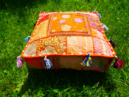 Rajastani floor pillow cover only 16" | meditation cushion - decor pillow for Indian bohemian floor seating