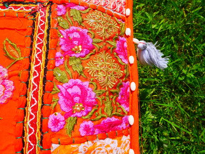 Rajastani floor pillow cover only 16" | meditation cushion - decor pillow for Indian bohemian floor seating