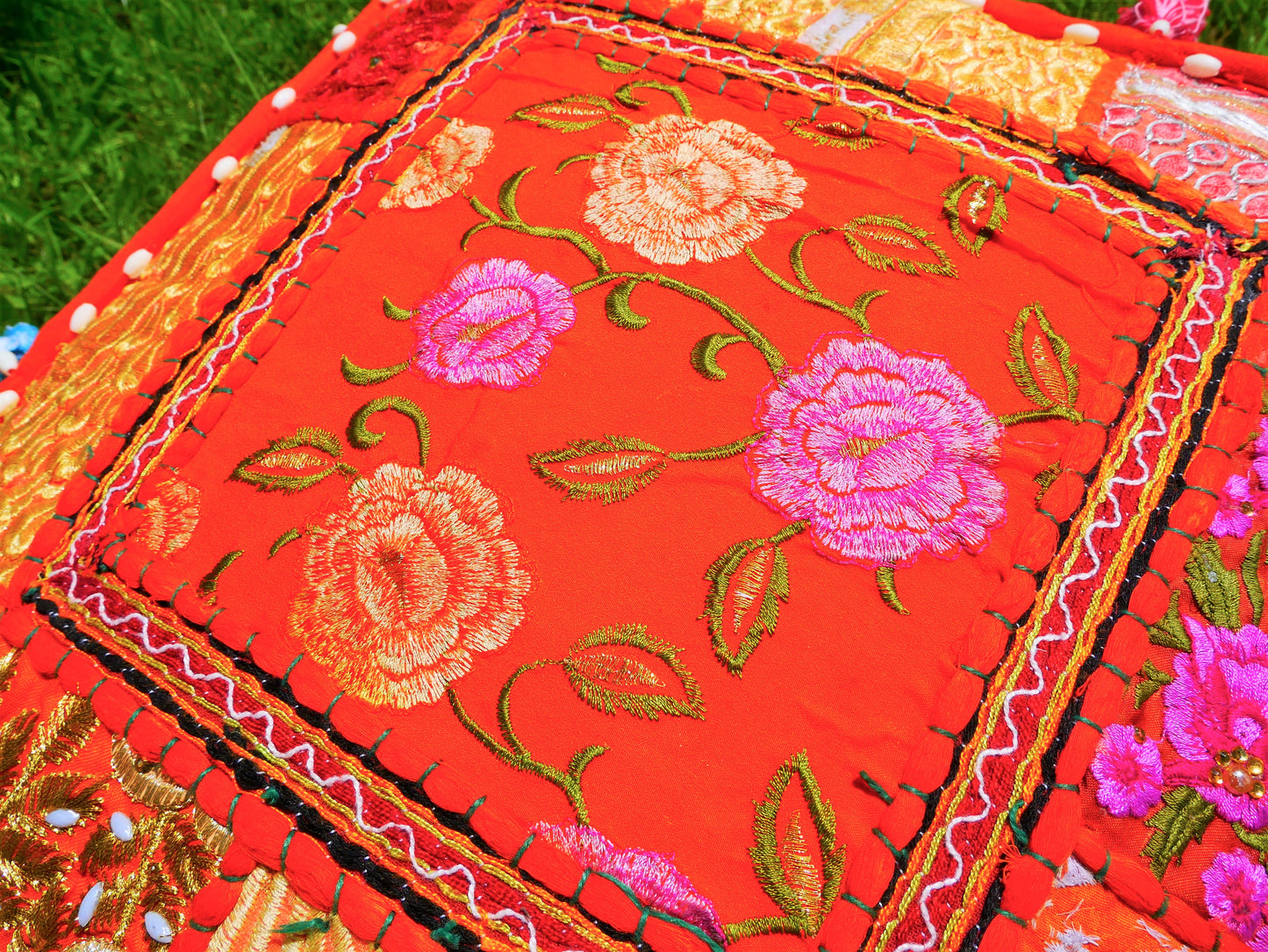 Rajastani floor pillow cover only 16" | meditation cushion - decor pillow for Indian bohemian floor seating