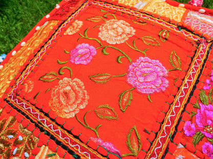 Rajastani floor pillow cover only 16" | meditation cushion - decor pillow for Indian bohemian floor seating