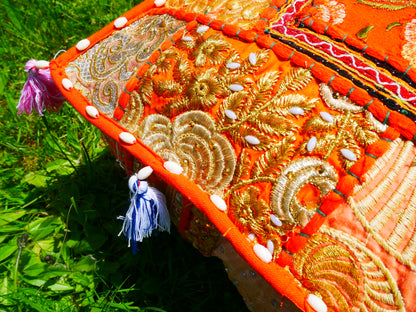 Rajastani floor pillow cover only 16" | meditation cushion - decor pillow for Indian bohemian floor seating
