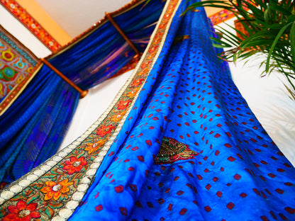 Boho bed canopy - custom made saree canopy frame with handcrafted walnut wood rods | bed curtains - meditation space - The Shanti Home
