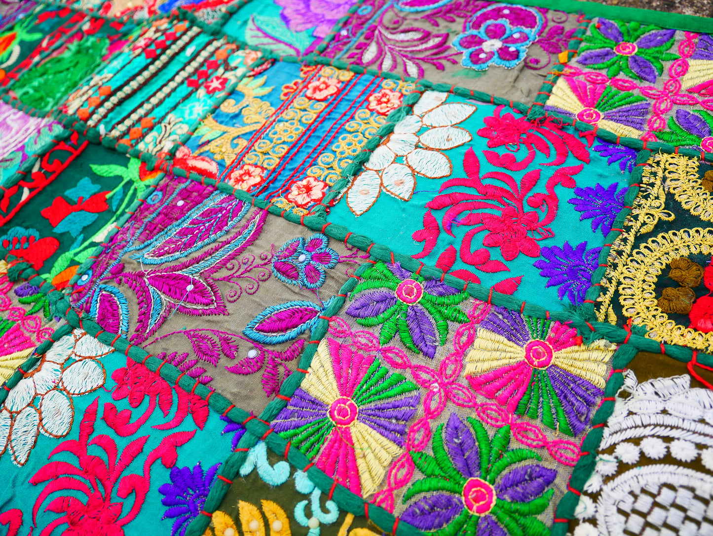 Boho wall hanging - Colorful tapestry - table runner vintage saree patchwork runner