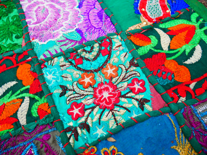 Boho wall hanging - Colorful tapestry - table runner vintage saree patchwork runner