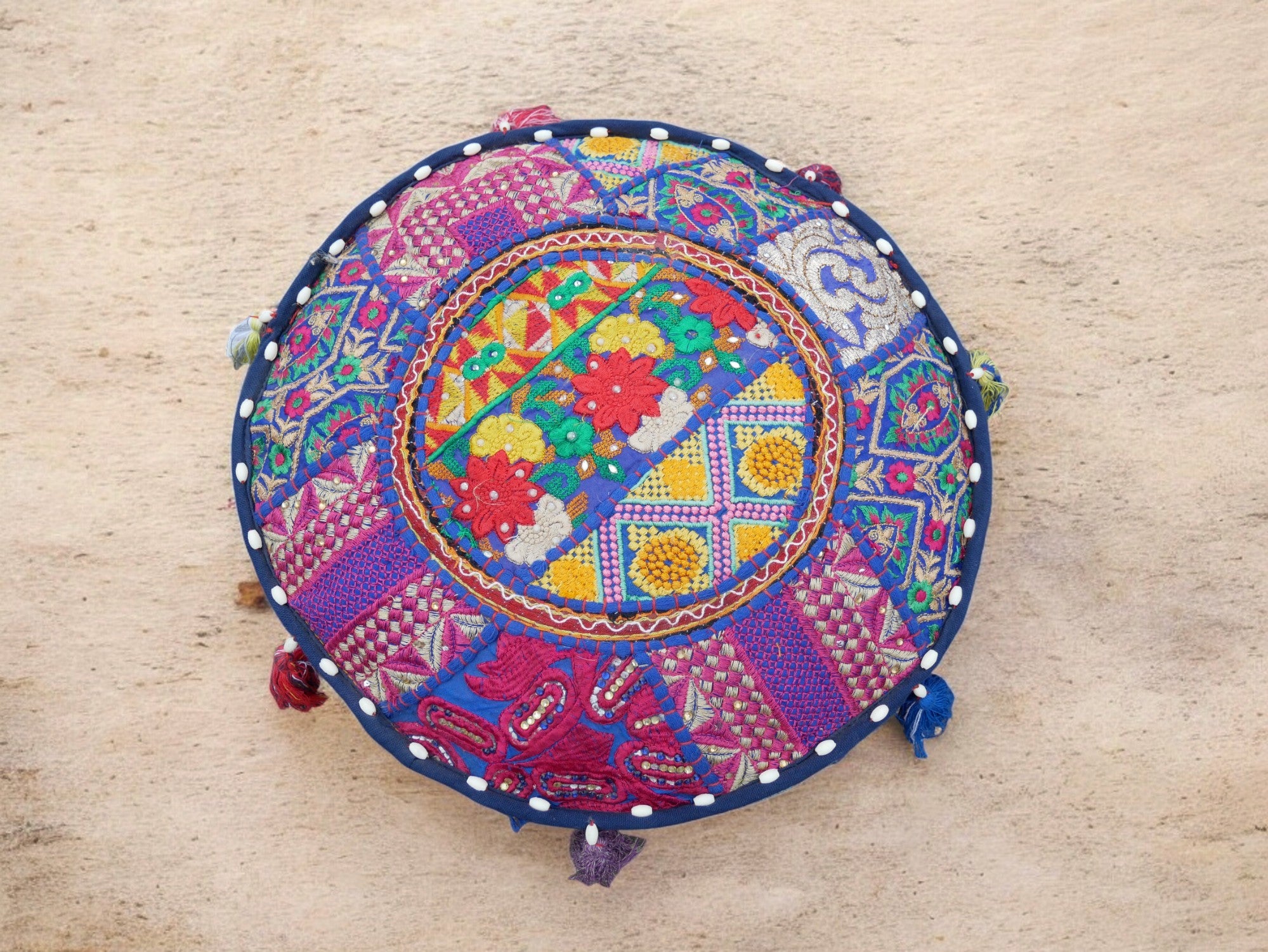 Cojín de meditación de 16" – almohada decorativa para asientos de suelo indios bohemios