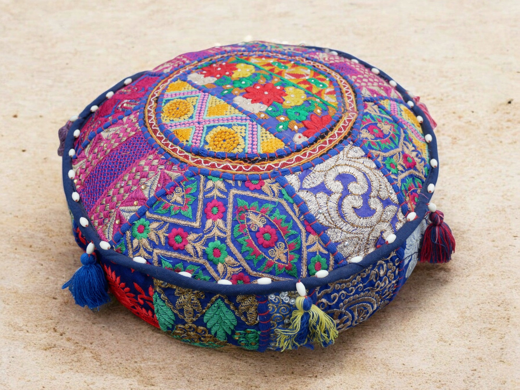 Cojín de meditación de 16" – almohada decorativa para asientos de suelo indios bohemios