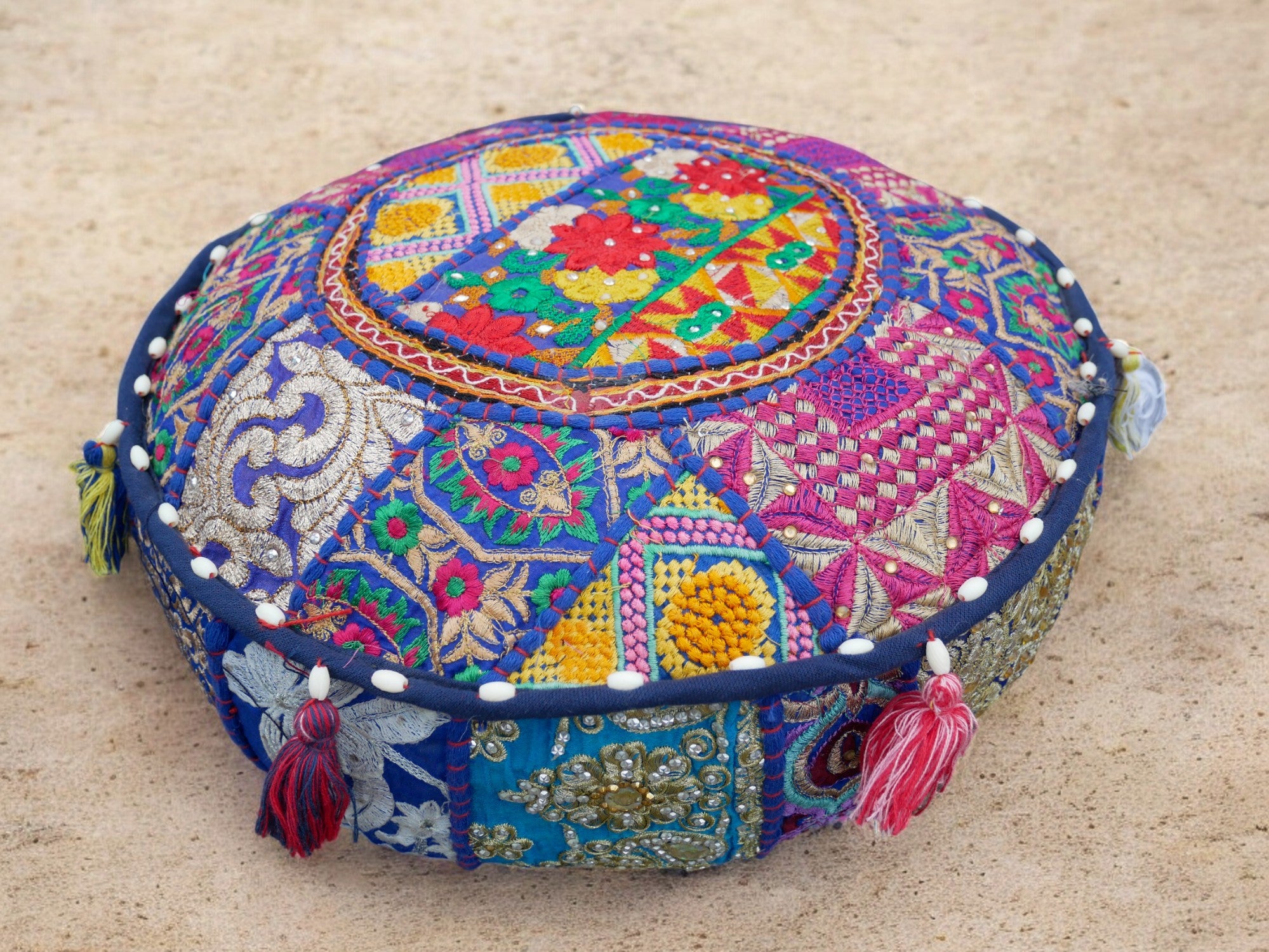 Cojín de meditación de 16" – almohada decorativa para asientos de suelo indios bohemios