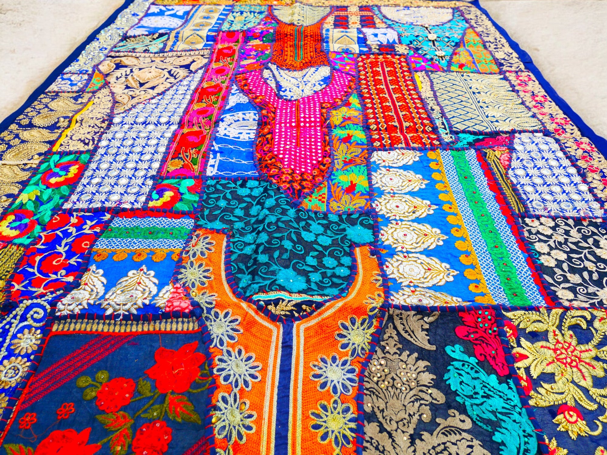 Boho blue wall tapestry - Indian wall hanging - bohemian hippie wall decor