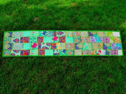 Boho wall hanging - Colorful tapestry - table runner vintage saree patchwork runner