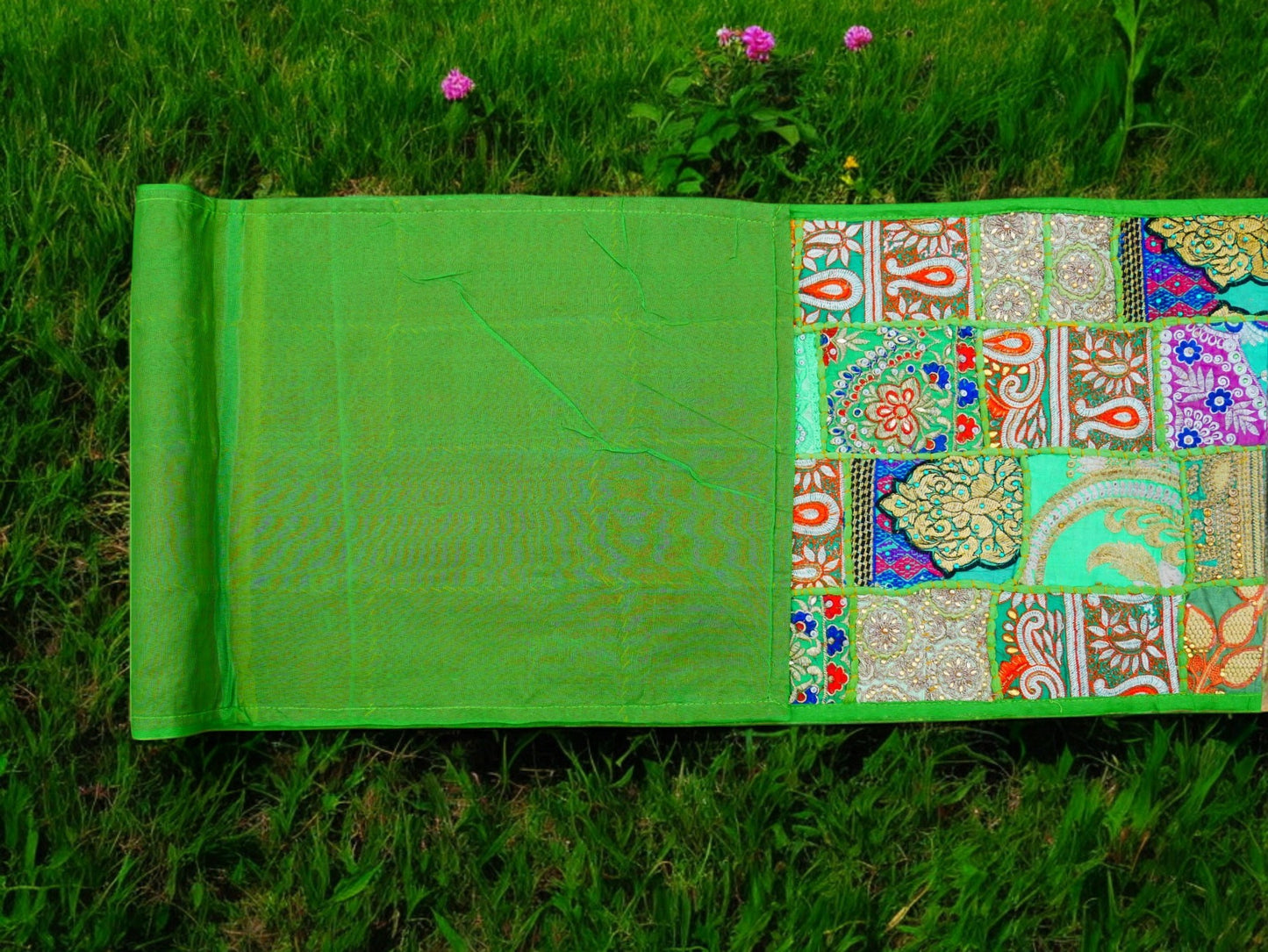 Boho wall hanging - Colorful tapestry - table runner vintage saree patchwork runner