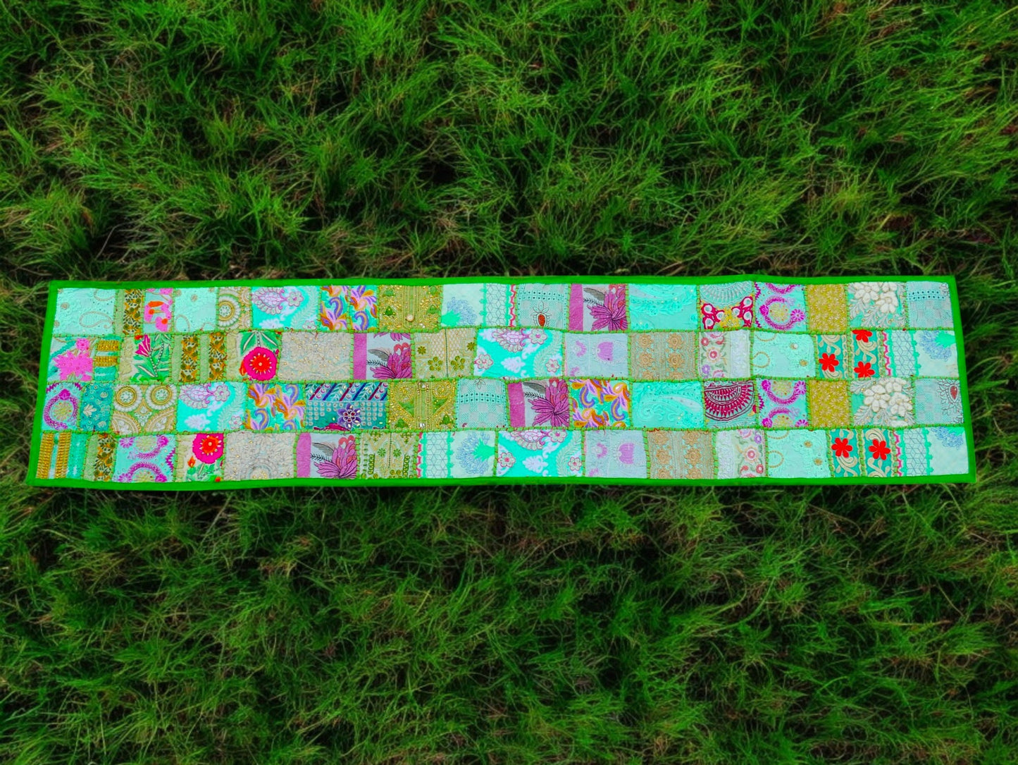 Boho wall hanging - Colorful tapestry - table runner vintage saree patchwork runner