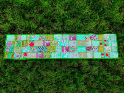 Boho wall hanging - Colorful tapestry - table runner vintage saree patchwork runner