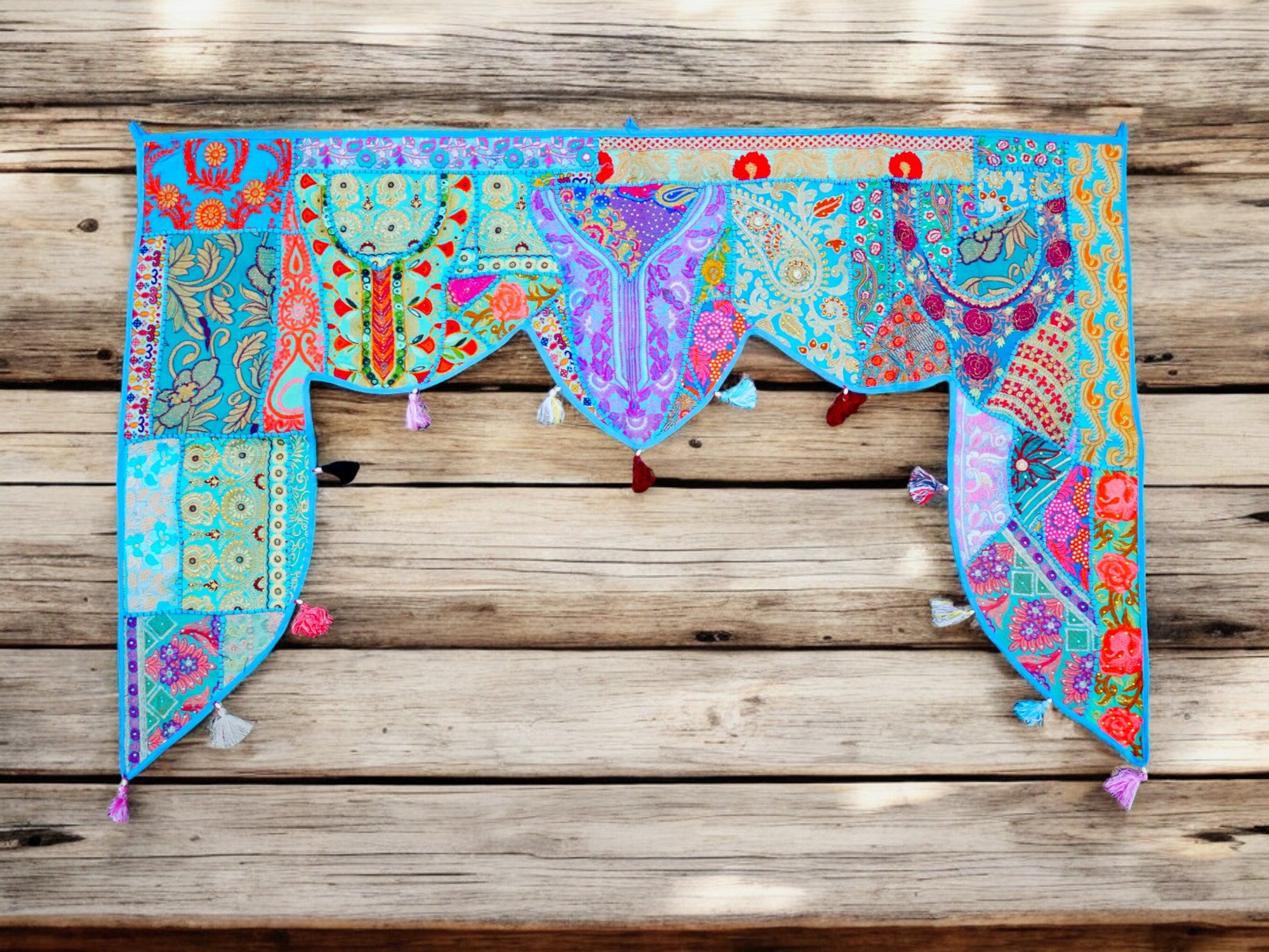 Indian door hanging - Toran - blue wall tapestry for bohemian wall decor and hippie homes - The Shanti Home