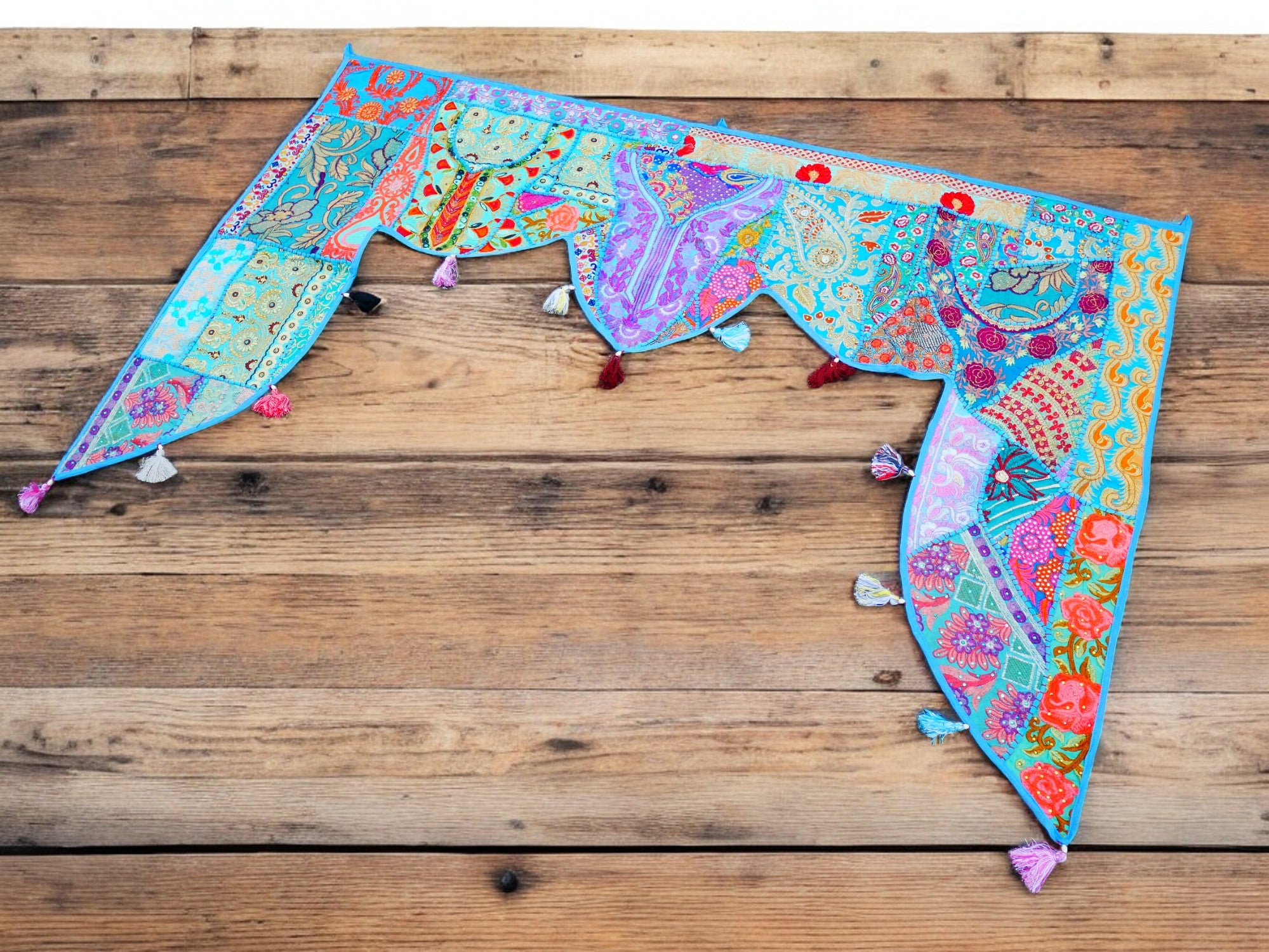 Indian door hanging - Toran - blue wall tapestry for bohemian wall decor and hippie homes - The Shanti Home