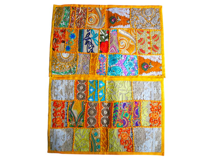 Orange throw pillow - Indian patchwork cushion cover hippie chic | colorful, decorative pillow case for bohemian decor | patchwork pillow hippie cushion COVER