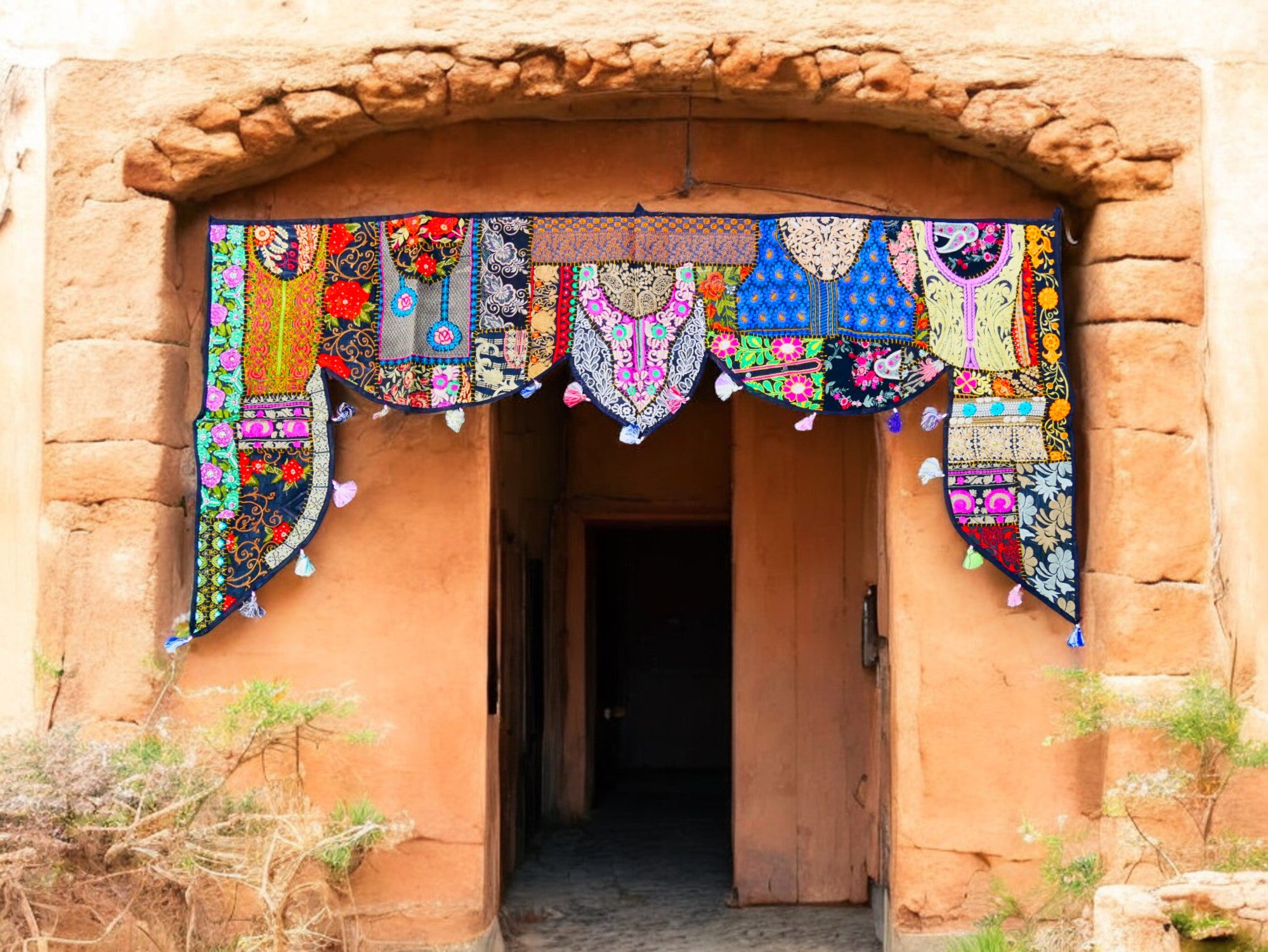 Tapiz indio para colgar en la puerta - Toran - Tapiz de pared colorido para decoración de pared bohemia y hogares hippies