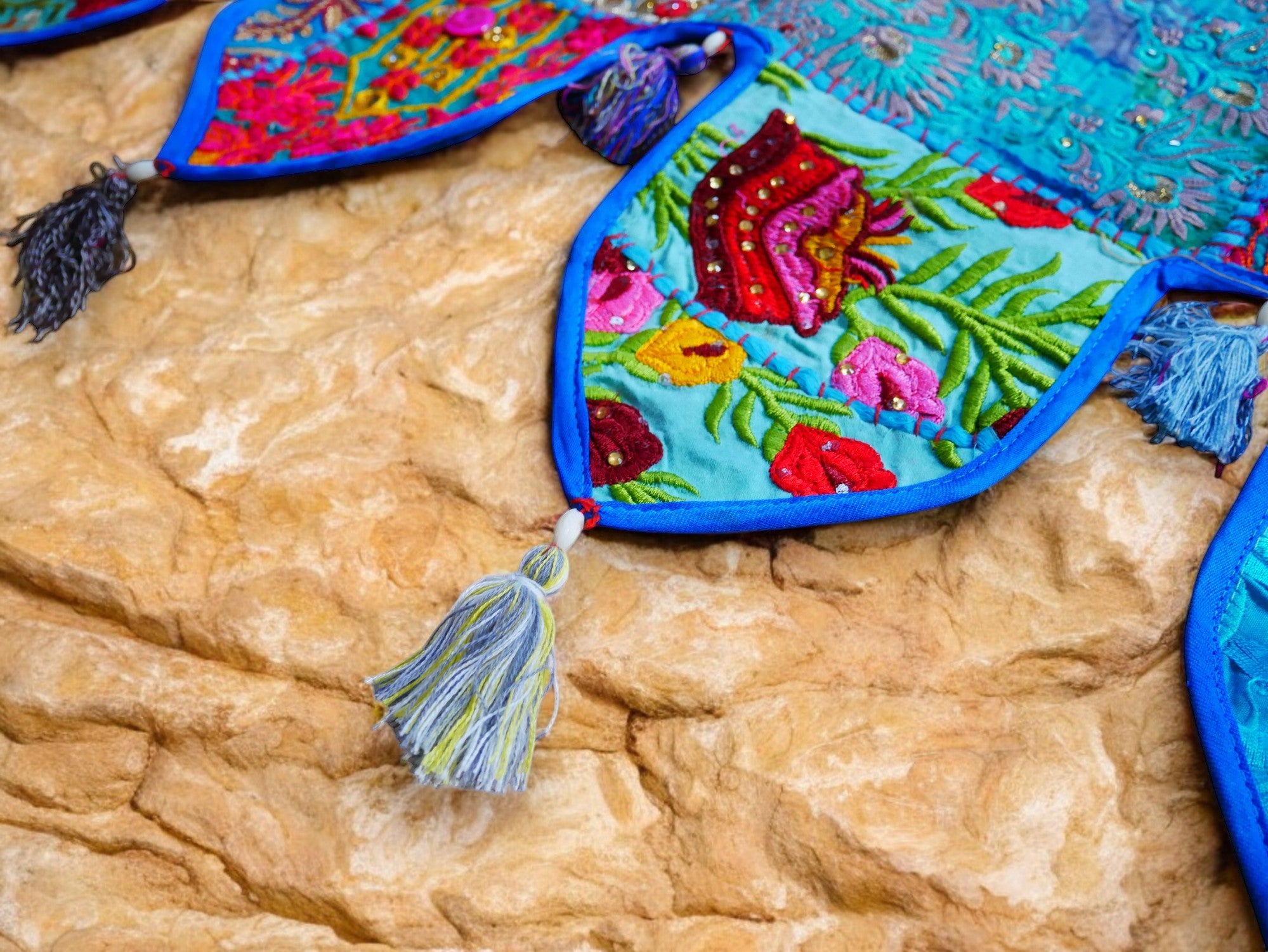 Cenefa de ventana india Toran extragrande de 1,98 m - Adorno para puerta - Decoración de pared hippie